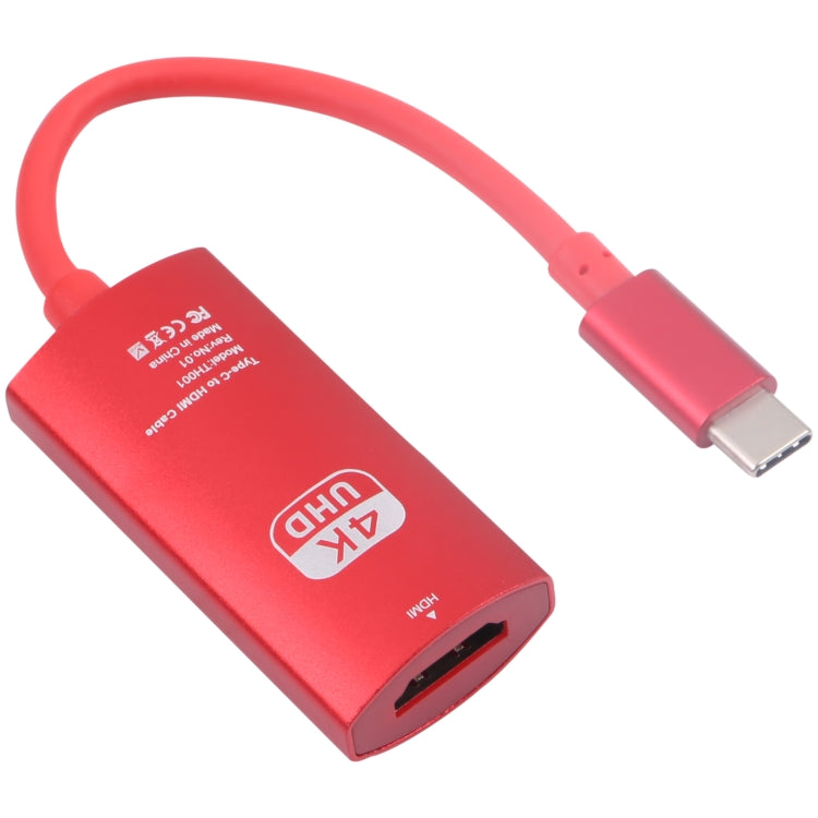 TH001 USB-C / Type-C Male to HDTV Female 4K UHD Adapter(Red) by buy2fix