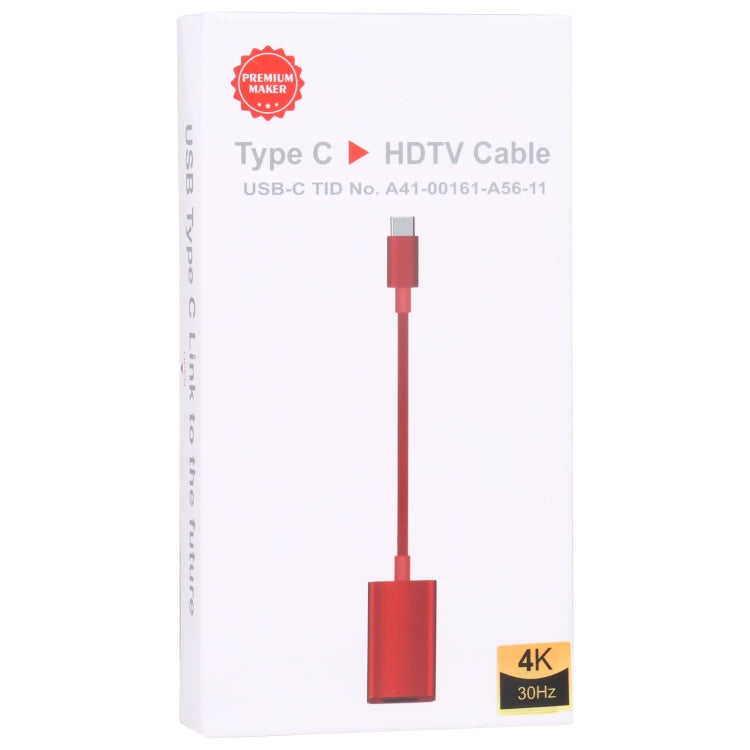 TH001 USB-C / Type-C Male to HDTV Female 4K UHD Adapter(Red) by buy2fix