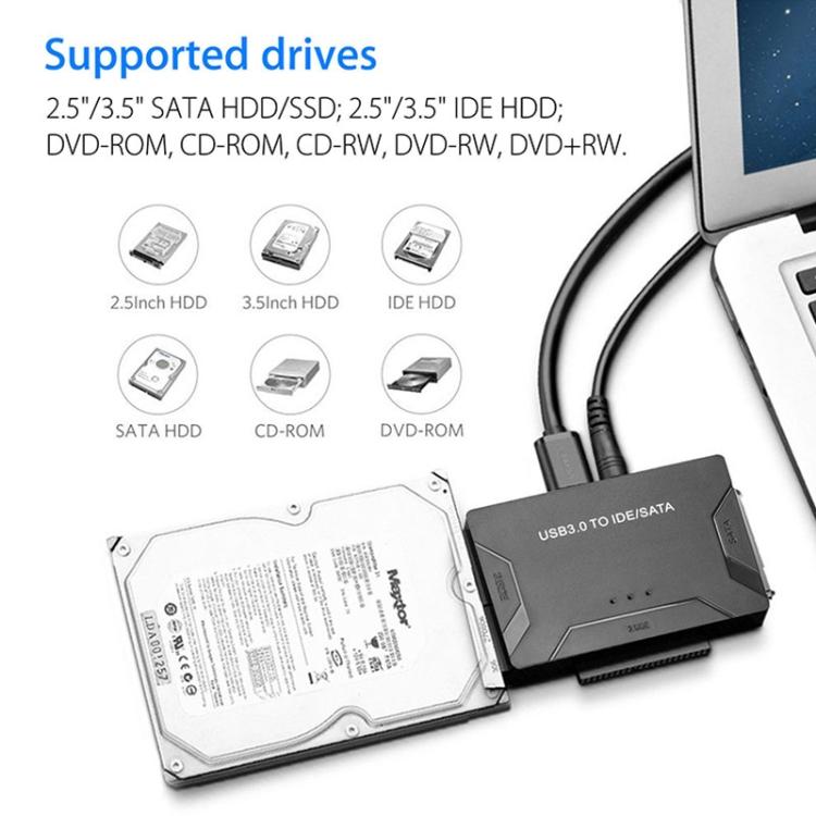 SATA / IDE to USB 3.0 Adapter 2.5 / 3.5 Inch Hard Drive Adapter Cable Converter, EU Plug - eSATA & SATA & IDE by buy2fix | Online Shopping UK | buy2fix