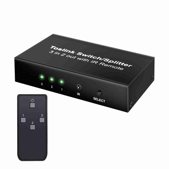 NK-T32 Toslink 3 In 2 Out Switch/Splitter with IR Remote