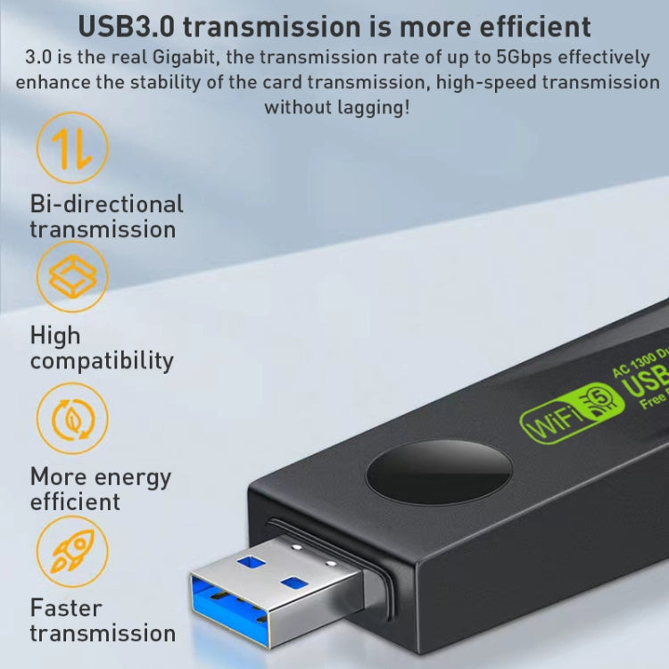 1300Mbps Dual Frequency USB Network Adapter WiFi Transmitter Receiver by buy2fix