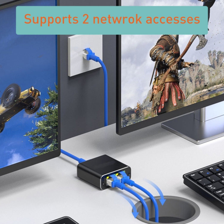 OZHW3 RJ45 1 to 2 Splitter Adapter Network 1000M LAN Ethernet Female Connector by buy2fix