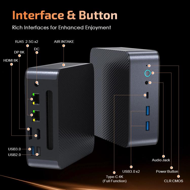 GXMO H90 Pro Windows 11 Mini PC, AMD Ryzen 7 8745HS Octa Core Processor, US Plug - Windows Mini PCs by GXMO | Online Shopping UK | buy2fix