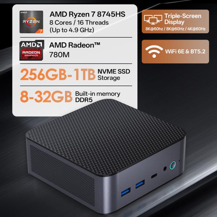GXMO H90 Pro Windows 11 Mini PC, AMD Ryzen 7 8745HS Octa Core Processor, AU Plug - Windows Mini PCs by GXMO | Online Shopping UK | buy2fix