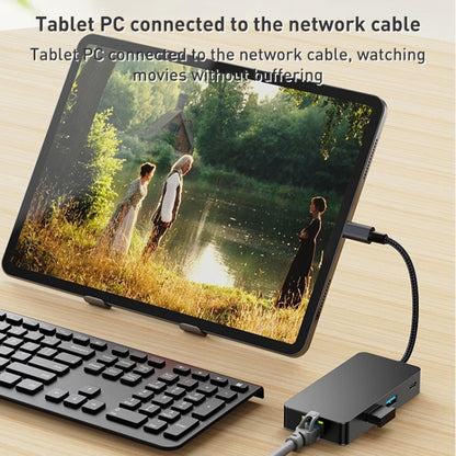 BYL-2308 6 in 1 USB-C / Type-C to USB3.2 + Gigabit Internet + HDTV HUB Adapter (Dark Gray) by buy2fix