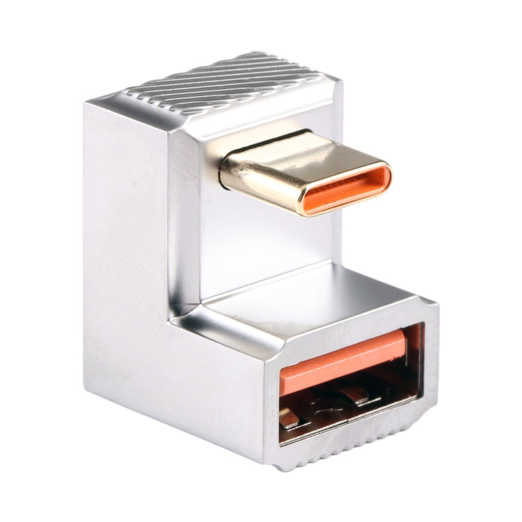 USB-C / Type-C Male to USB Female 10 Gbps U-Shaped Elbow Charging Adapter (Silver) by buy2fix