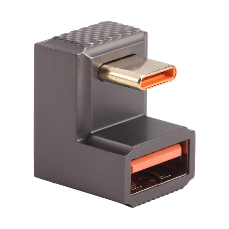 USB-C / Type-C Male to USB Female 10 Gbps U-Shaped Elbow Charging Adapter (Gun Metal) by buy2fix