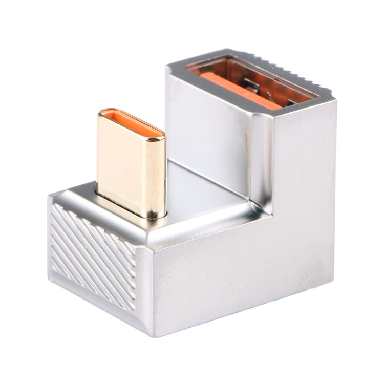 USB-C / Type-C Male to USB Female 10 Gbps U-Shaped Elbow Charging Adapter (Silver) by buy2fix