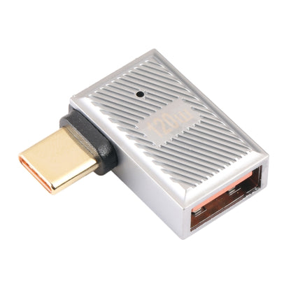 USB-C / Type-C Male to USB Female 10 Gbps 90 Degree Side Bend Charging Adapter (Silver) by buy2fix