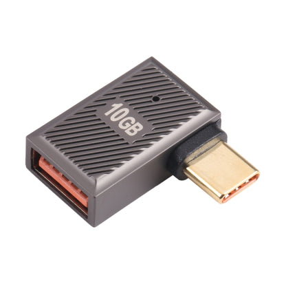 USB-C / Type-C Male to USB Female 10 Gbps 90 Degree Side Bend Charging Adapter (Gun Metal) by buy2fix