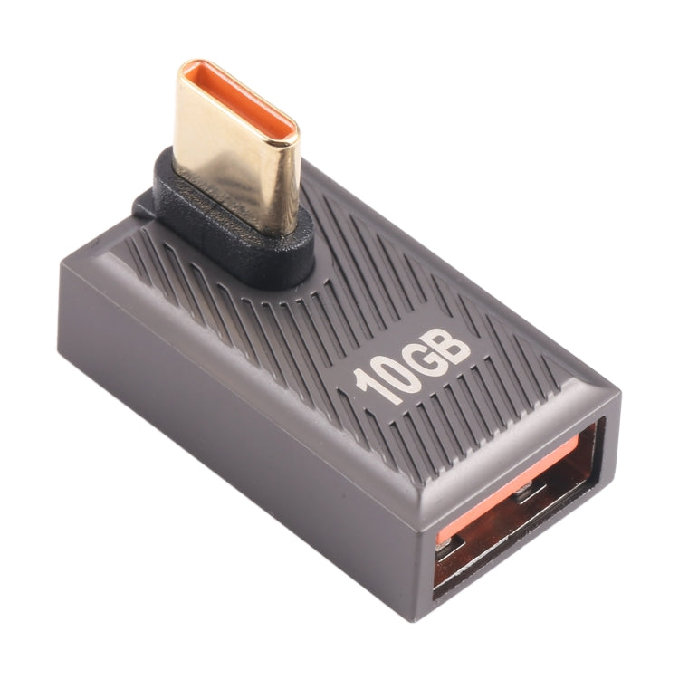 USB-C / Type-C Male to USB Female 10 Gbps 90 Degree Middle Bend Charging Adapter (Gun Metal) by buy2fix