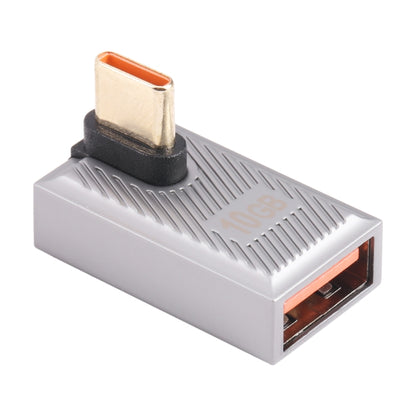 USB-C / Type-C Male to USB Female 10 Gbps 90 Degree Middle Bend Charging Adapter (Silver) by buy2fix