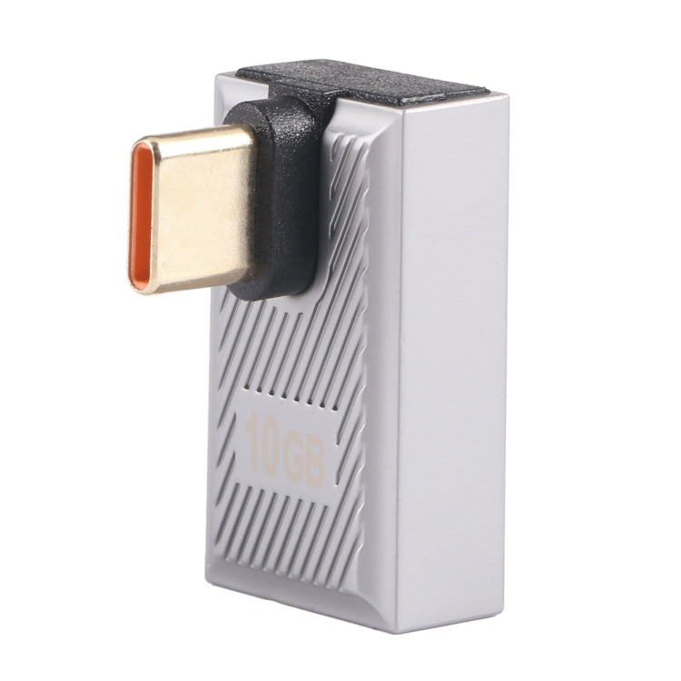 USB-C / Type-C Male to USB Female 10 Gbps 90 Degree Middle Bend Charging Adapter (Silver) by buy2fix