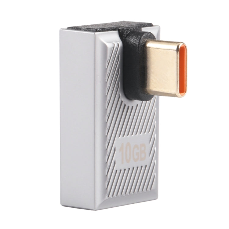 USB-C / Type-C Male to USB Female 10 Gbps 90 Degree Middle Bend Charging Adapter (Silver) by buy2fix