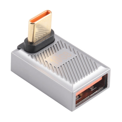 USB-C / Type-C Male to USB Female 10 Gbps 90 Degree Front Bend Charging Adapter (Silver) by buy2fix