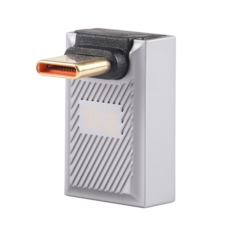 USB-C / Type-C Male to USB Female 10 Gbps 90 Degree Front Bend Charging Adapter (Silver) by buy2fix