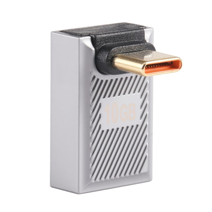 USB-C / Type-C Male to USB Female 10 Gbps 90 Degree Front Bend Charging Adapter (Silver) by buy2fix