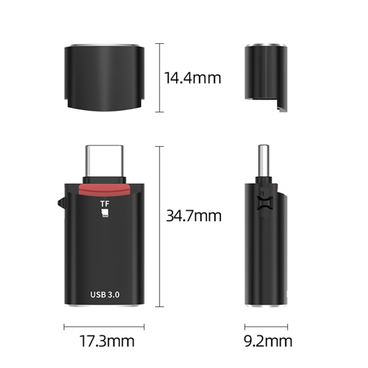 USB-C / Type-C to TF Card Multifunctional Card Reader Universal Adapter (Black) by buy2fix