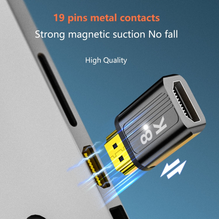 8K 60Hz HDMI Male to HDMI Female Magnetic Adapter (Silver) by buy2fix