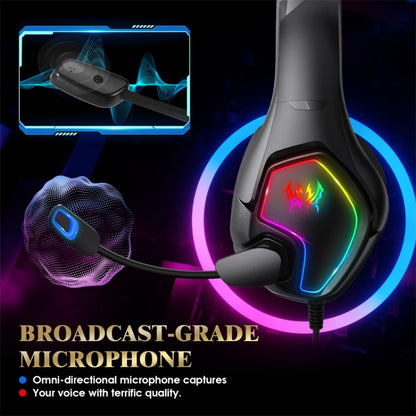 KOTION EACH G3000 3.5mm & USB Plug Stereo RGB Light Gaming Headset with Omni-directional Mic, Cable Length: 1.9m (Black) by KOTION EACH