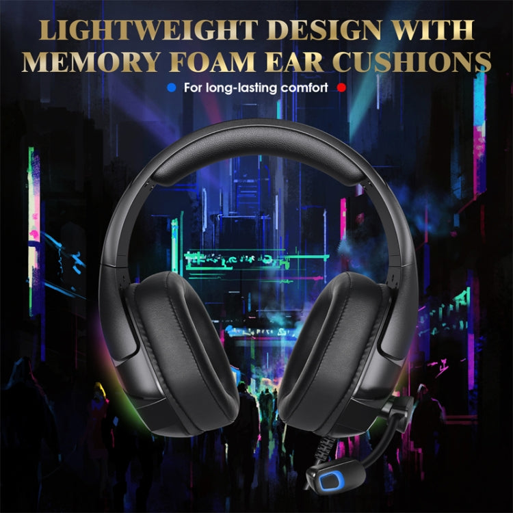 KOTION EACH G3000 3.5mm & USB Plug Stereo RGB Light Gaming Headset with Omni-directional Mic, Cable Length: 1.9m (Black) by KOTION EACH