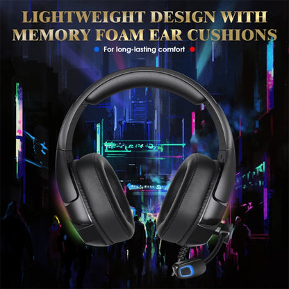 KOTION EACH G3000 3.5mm & USB Plug Stereo RGB Light Gaming Headset with Omni-directional Mic, Cable Length: 1.9m (Black) by KOTION EACH