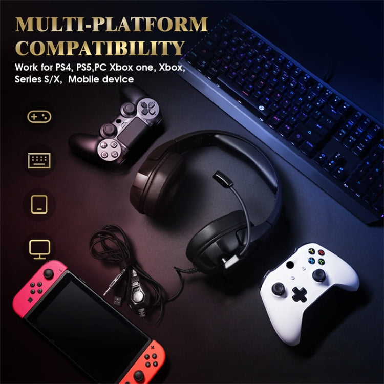 KOTION EACH G3000 3.5mm & USB Plug Stereo RGB Light Gaming Headset with Omni-directional Mic, Cable Length: 1.9m (Black) by KOTION EACH