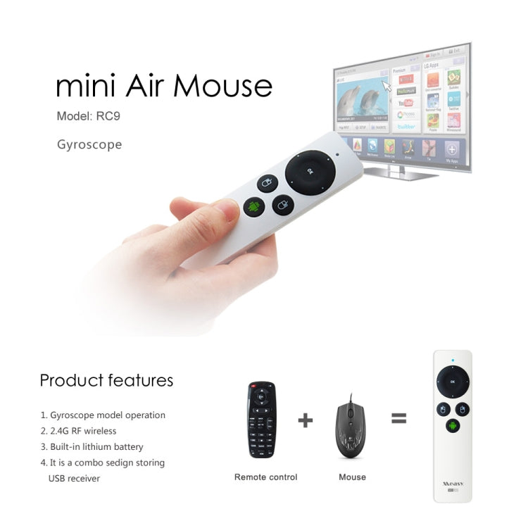 Measy RC9 2.4GHz Fly Air Mouse Wireless Keyboard Remote Control by Measy
