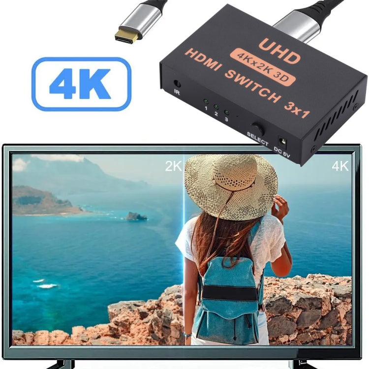 HDMI Switch 3 into 1 out 4Kx2K HD Video Switch, with Remote Control by buy2fix