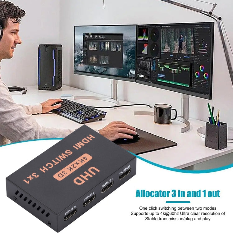 HDMI Switch 3 into 1 out 4Kx2K HD Video Switch, with Remote Control by buy2fix