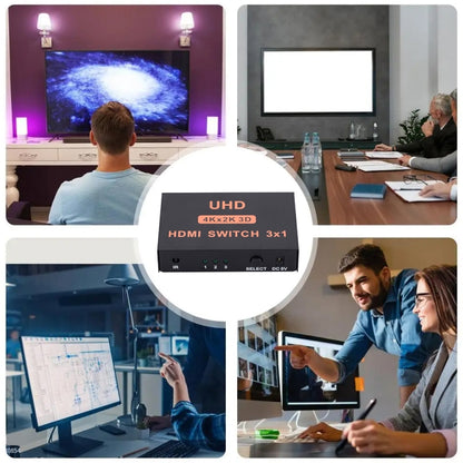 HDMI Switch 3 into 1 out 4Kx2K HD Video Switch, with Remote Control by buy2fix