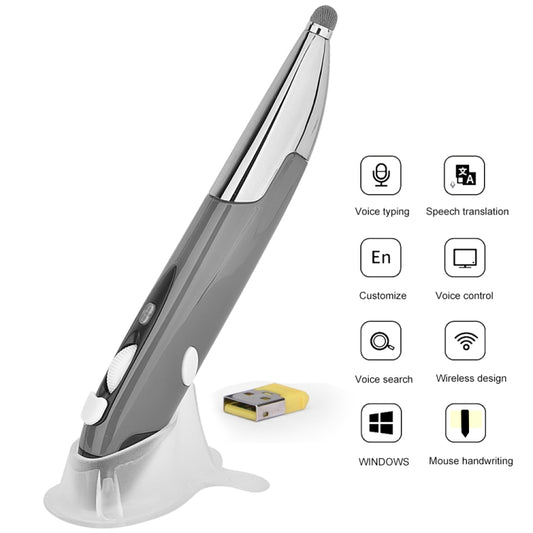 PR-06S 4-keys Smart Wireless Optical Mouse with Stylus Pen Function, Support Voice Operation / Translation (Grey) by buy2fix