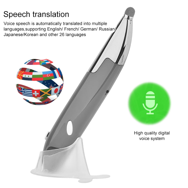 PR-06S 4-keys Smart Wireless Optical Mouse with Stylus Pen Function, Support Voice Operation / Translation (Grey) by buy2fix