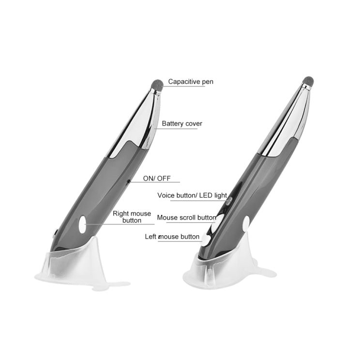 PR-06S 4-keys Smart Wireless Optical Mouse with Stylus Pen Function, Support Voice Operation / Translation (Grey) by buy2fix