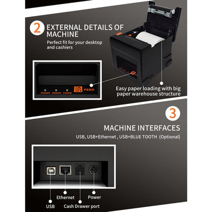 ZJ-8360 USB Auto-cutter 80mm Thermal Receipt Printer(US Plug) by buy2fix
