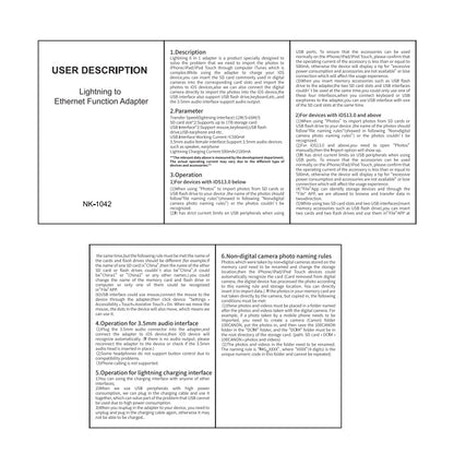 NK-1042 6 in 1 8 Pin Male to Dual USB + Dual SD Card + 3.5mm Audio Interface + 8 Pin Charging Interface Female Port Camera Adapter by buy2fix