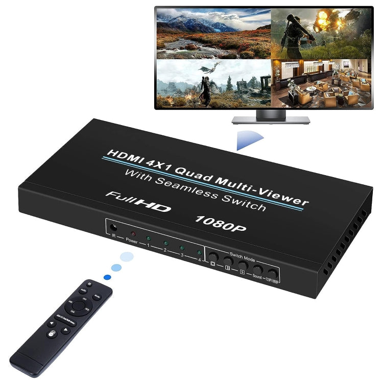 NEWKENG NK-C941 Full HD 1080P HDMI 4x1 Quad Multi-Viewer with Seamless Switch & Remote Control, EU Plug by buy2fix