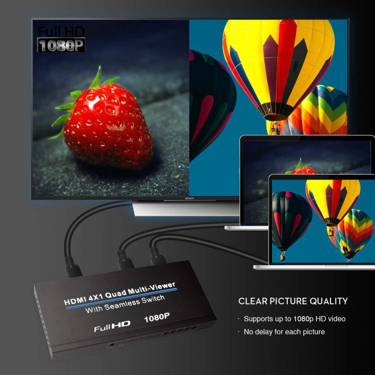 NEWKENG NK-C941 Full HD 1080P HDMI 4x1 Quad Multi-Viewer with Seamless Switch & Remote Control, AU Plug by buy2fix