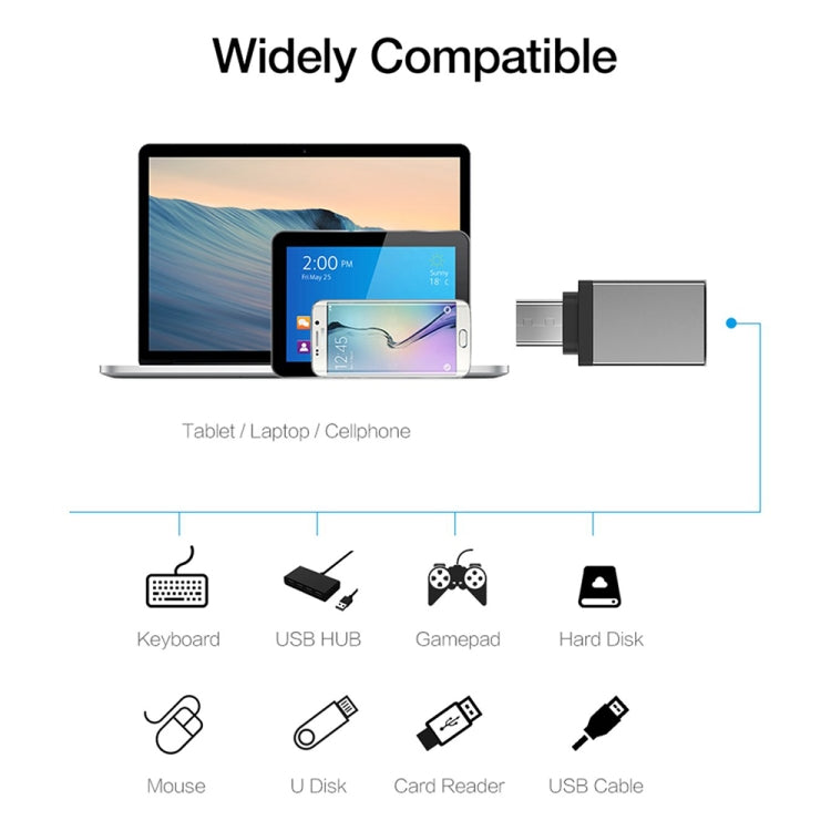 Aluminum Alloy USB-C / Type-C 3.1 Male to USB 3.0 Female Data / Charger Adapter(Grey) - OTG Adapter by buy2fix | Online Shopping UK | buy2fix