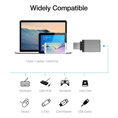 Aluminum Alloy USB-C / Type-C 3.1 Male to USB 3.0 Female Data / Charger Adapter(Grey) - OTG Adapter by buy2fix | Online Shopping UK | buy2fix