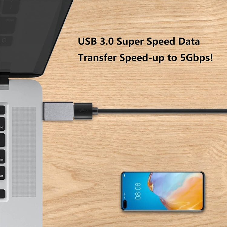 Aluminum Alloy USB-C / Type-C 3.1 Male to USB 3.0 Female Data / Charger Adapter(Grey) - OTG Adapter by buy2fix | Online Shopping UK | buy2fix