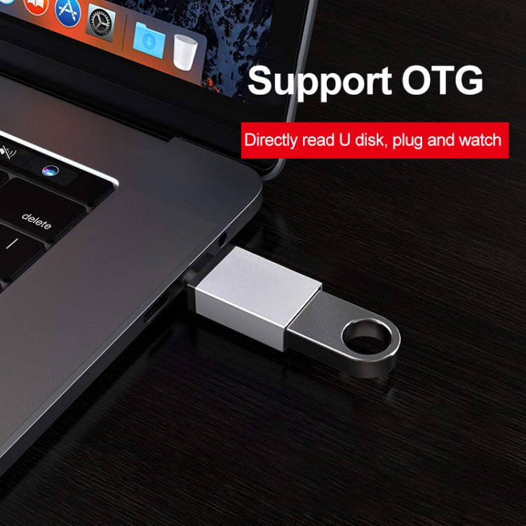 Aluminum Alloy USB-C / Type-C 3.1 Male to USB 3.0 Female Data / Charger Adapter(Grey) - OTG Adapter by buy2fix | Online Shopping UK | buy2fix