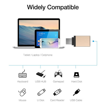 Aluminum Alloy USB-C / Type-C 3.1 Male to USB 3.0 Female Data / Charger Adapter(Gold) by buy2fix