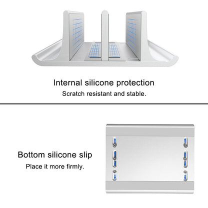 Universal Portable Aluminum Alloy Double Slot Width Adjustable Laptop Vertical Storage Stand Base(Black) - Laptop Stand by buy2fix | Online Shopping UK | buy2fix