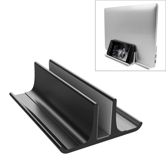 Universal Portable Aluminum Alloy Single Slot Width Adjustable Laptop Vertical Radiating Storage Stand Base(Black) by buy2fix