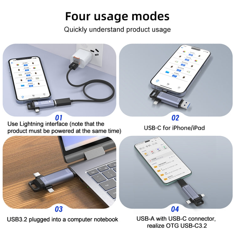 NK-951 3 in 1 USB3.2 to Type-C and 8 Pin Solid State USB Flash Drive with OTG Function - U Disk & Card Reader by buy2fix | Online Shopping UK | buy2fix