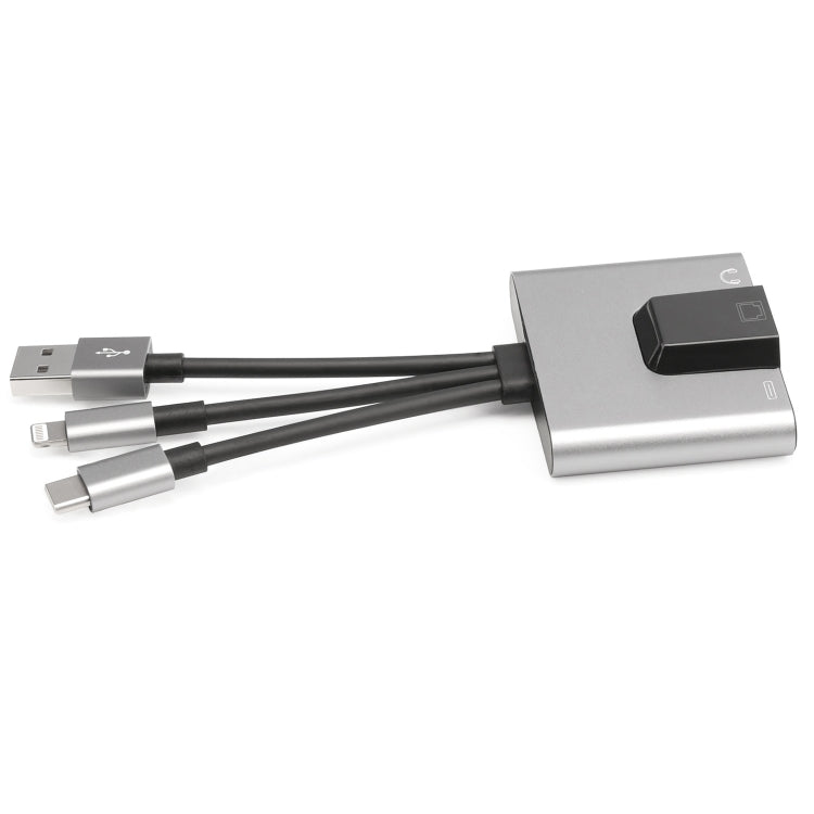 NK-1056S 3 in 1 8 Pin, Type-C, USB to 8 Pin Charging, Ethernet Port, 3.5mm Earphone Multifunctional Converter - Converter & Adapter by buy2fix | Online Shopping UK | buy2fix