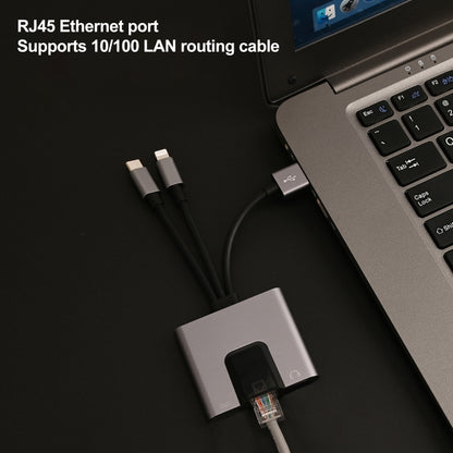 NK-1056S 3 in 1 8 Pin, Type-C, USB to 8 Pin Charging, Ethernet Port, 3.5mm Earphone Multifunctional Converter - Converter & Adapter by buy2fix | Online Shopping UK | buy2fix