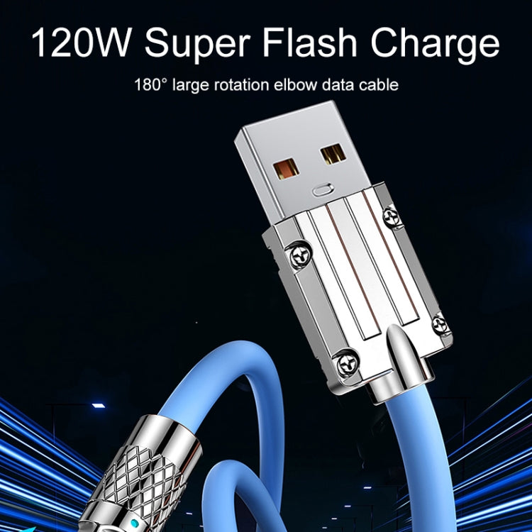 Mech Series 6A 120W USB to Type-C 180-degree Metal Plug Fast Charging Cable, Length: 1.8m(Blue) by buy2fix