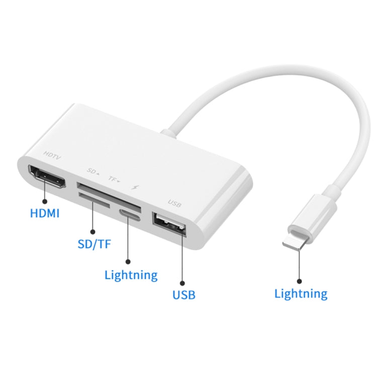 75215 5 in 1 8 Pin to HDMI + SD Card Slot + TF Card Slot + USB + 8 Pin Charging Port HD Video Converter by buy2fix